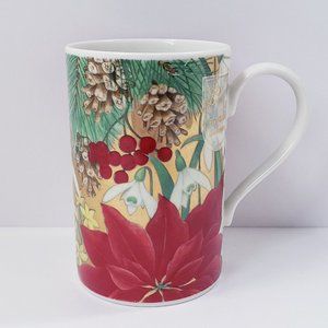Dunoon Poinsettia 8 oz. Fine White Stoneware Coffee Mug cup